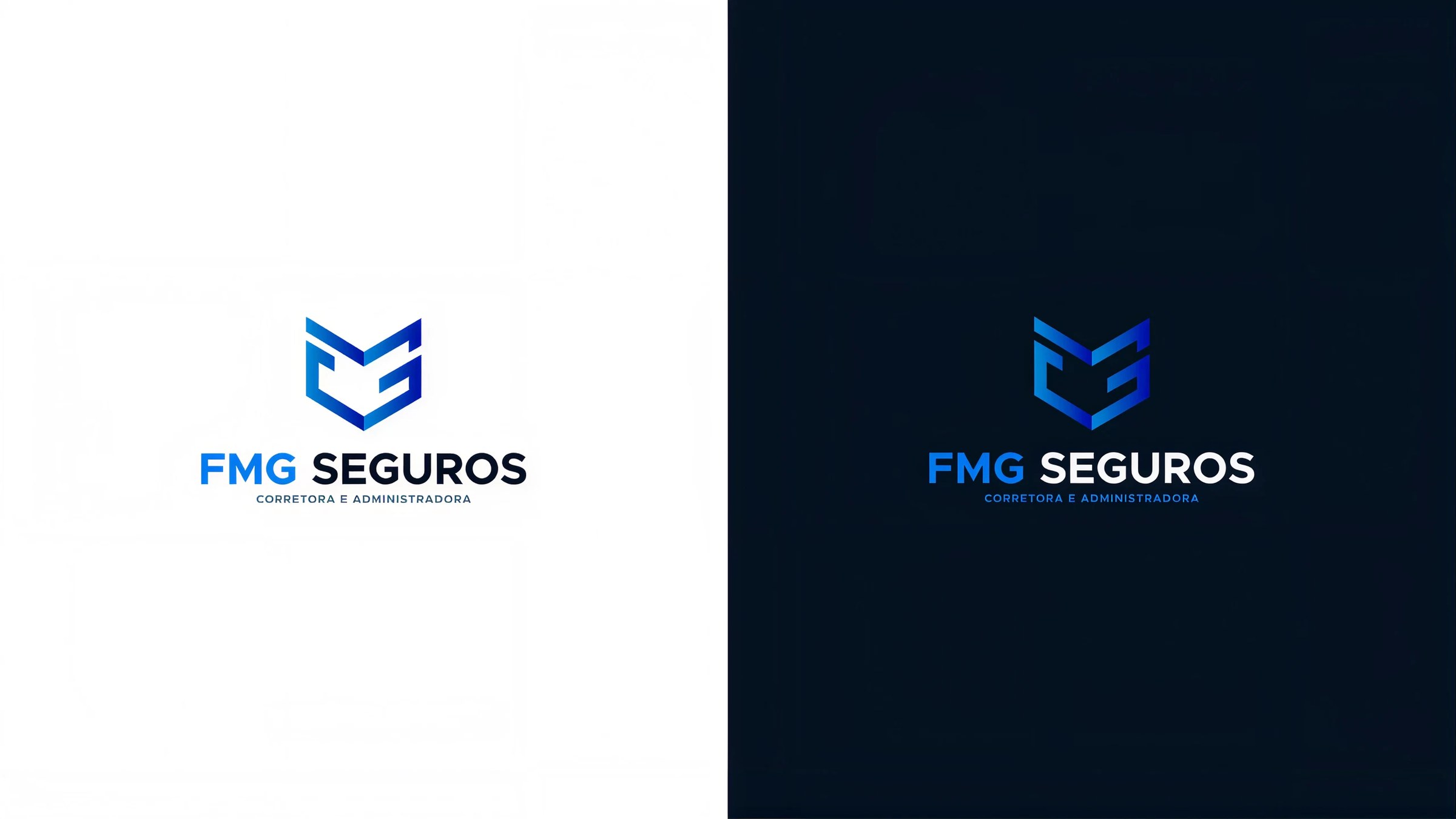 Logotipo da FMG Seguros nas versões para fundo claro e escuro
